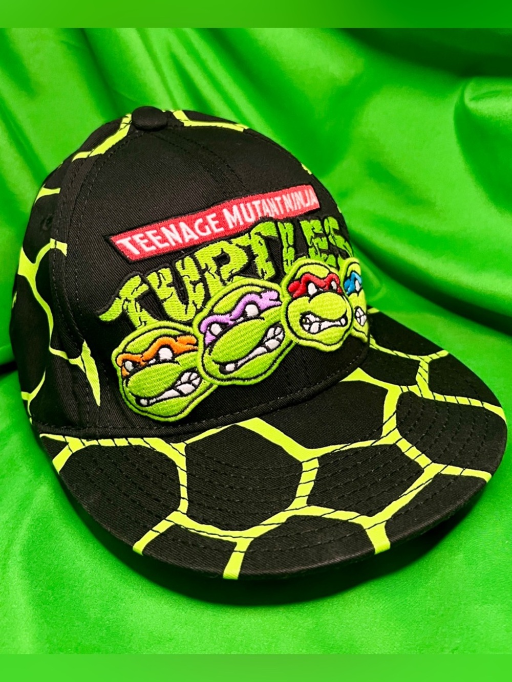 Vintage TMNT Nickelodeon Black & Neon Green Snapback Hat